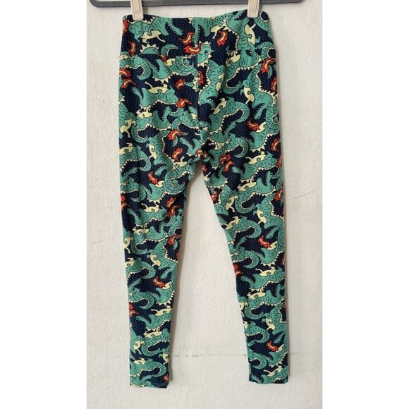 LulaRoe Leggings One Size Dragons Fire Dragon OS Green Blue HTF UNICORN Buttery - Picture 3 of 6